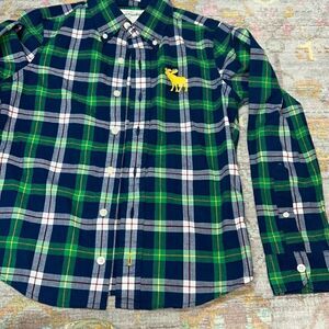 Abercrombie kids green plaid button down sz L